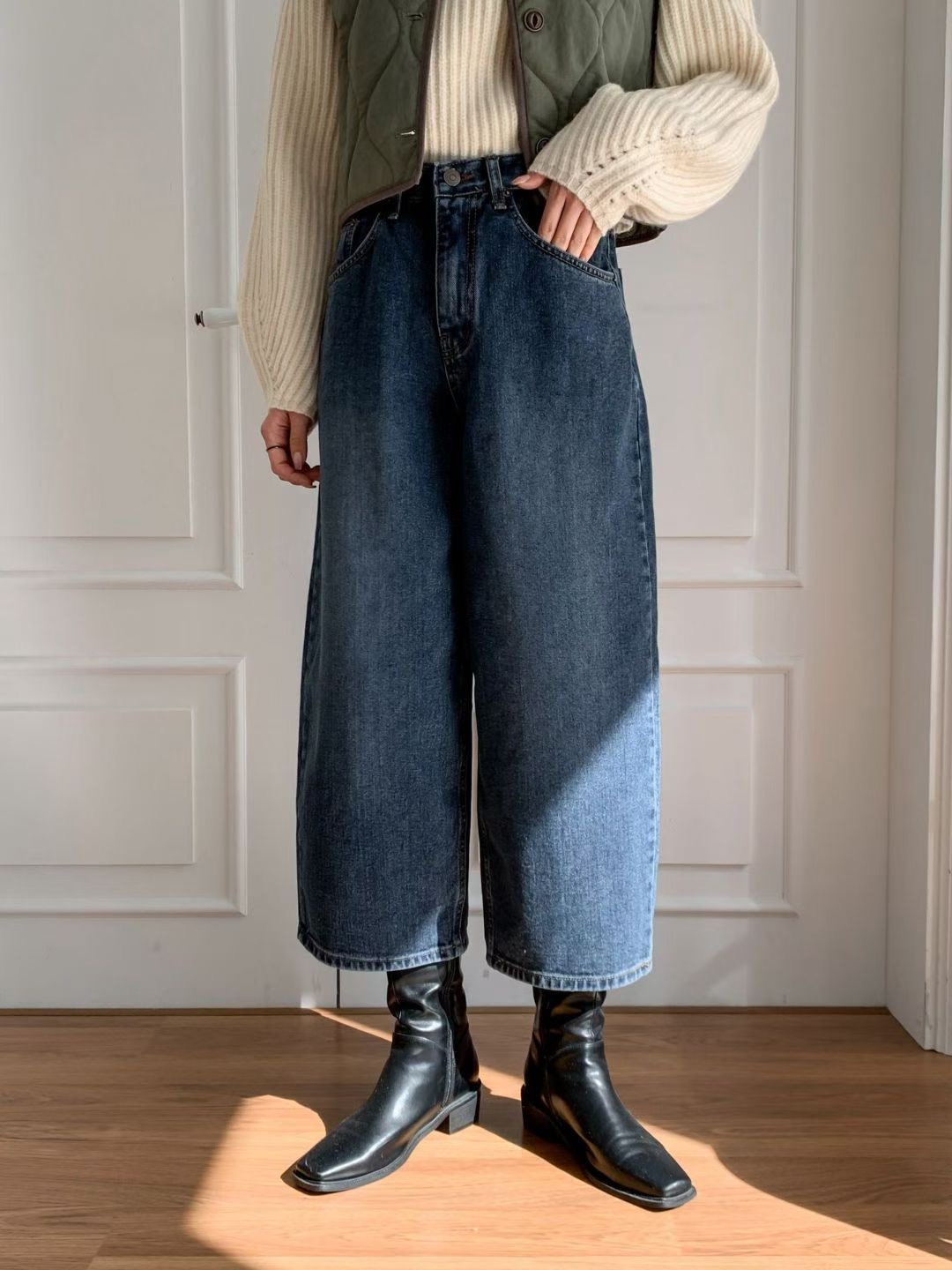 DOUBLEM東大門㊣代購女士新品時尚熱賣25秋冬人氣職業牛仔褲DOUBLEM牛仔褲圖色1