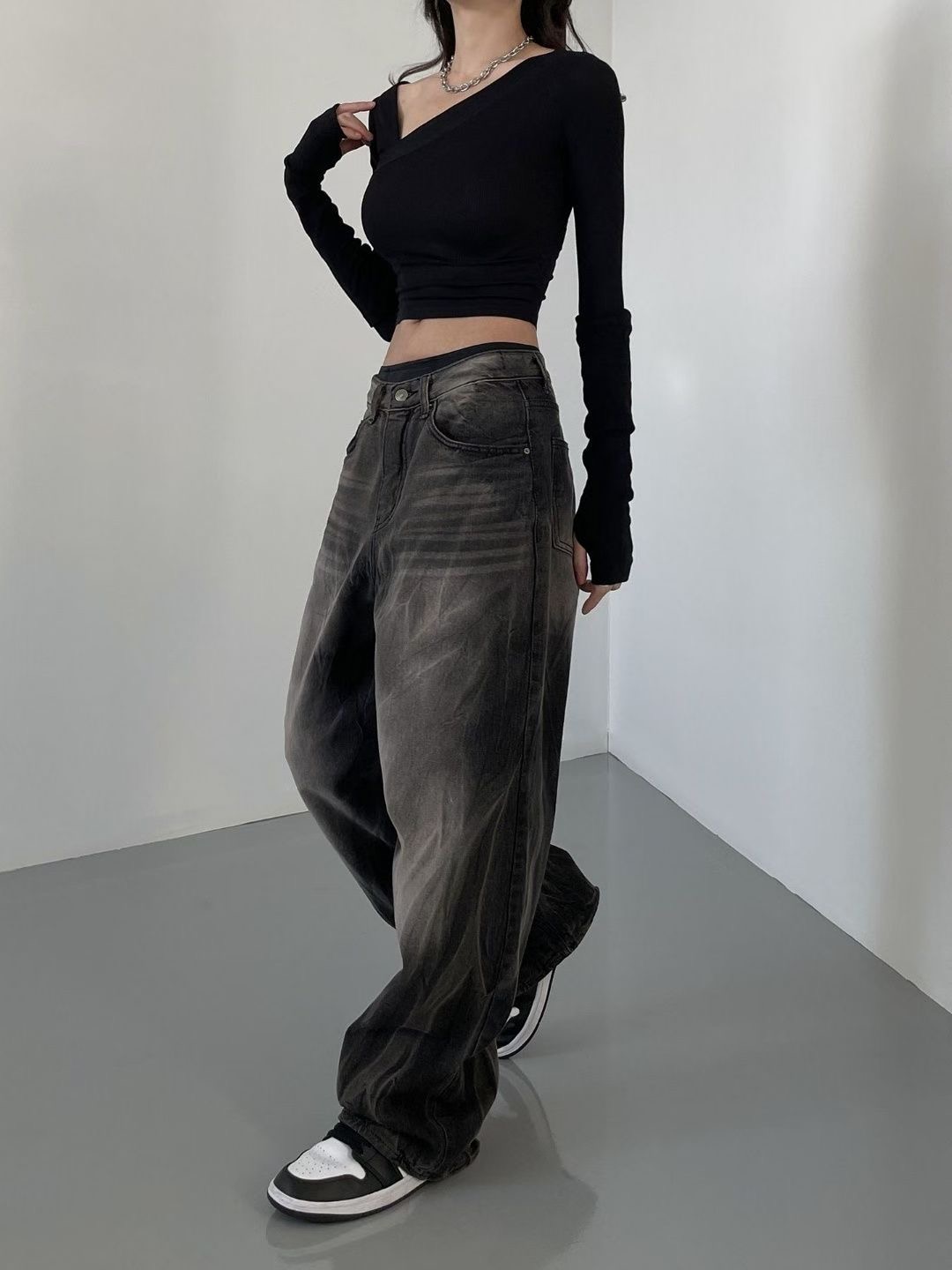 DOUBLEM東大門㊣直郵女士新款休閑推薦職業熱賣25秋冬牛仔褲加絨DOUBLEM牛仔褲