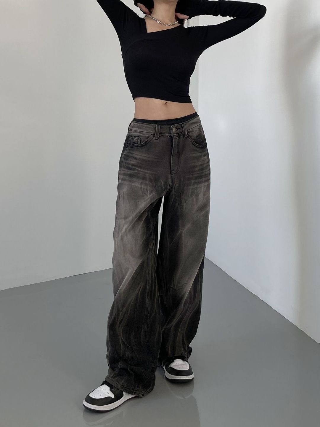 DOUBLEM東大門㊣直郵女士新款休閑推薦職業熱賣25秋冬牛仔褲加絨DOUBLEM牛仔褲圖色1