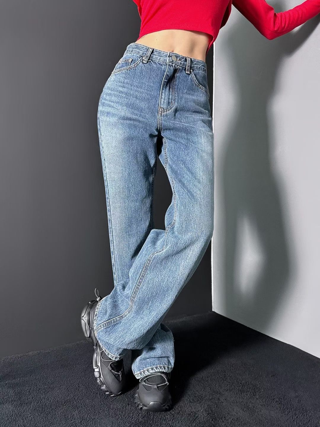 DOUBLEM東大門㊣代購女裝新款時尚真品推薦25秋冬休閑牛仔褲DOUBLEM牛仔褲