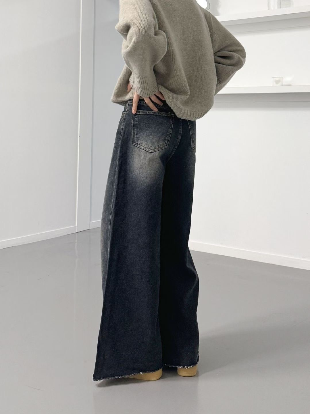 DOUBLEM東大門㊣實拍女裝新款推薦真品時尚25秋冬牛仔褲加絨DOUBLEM牛仔褲