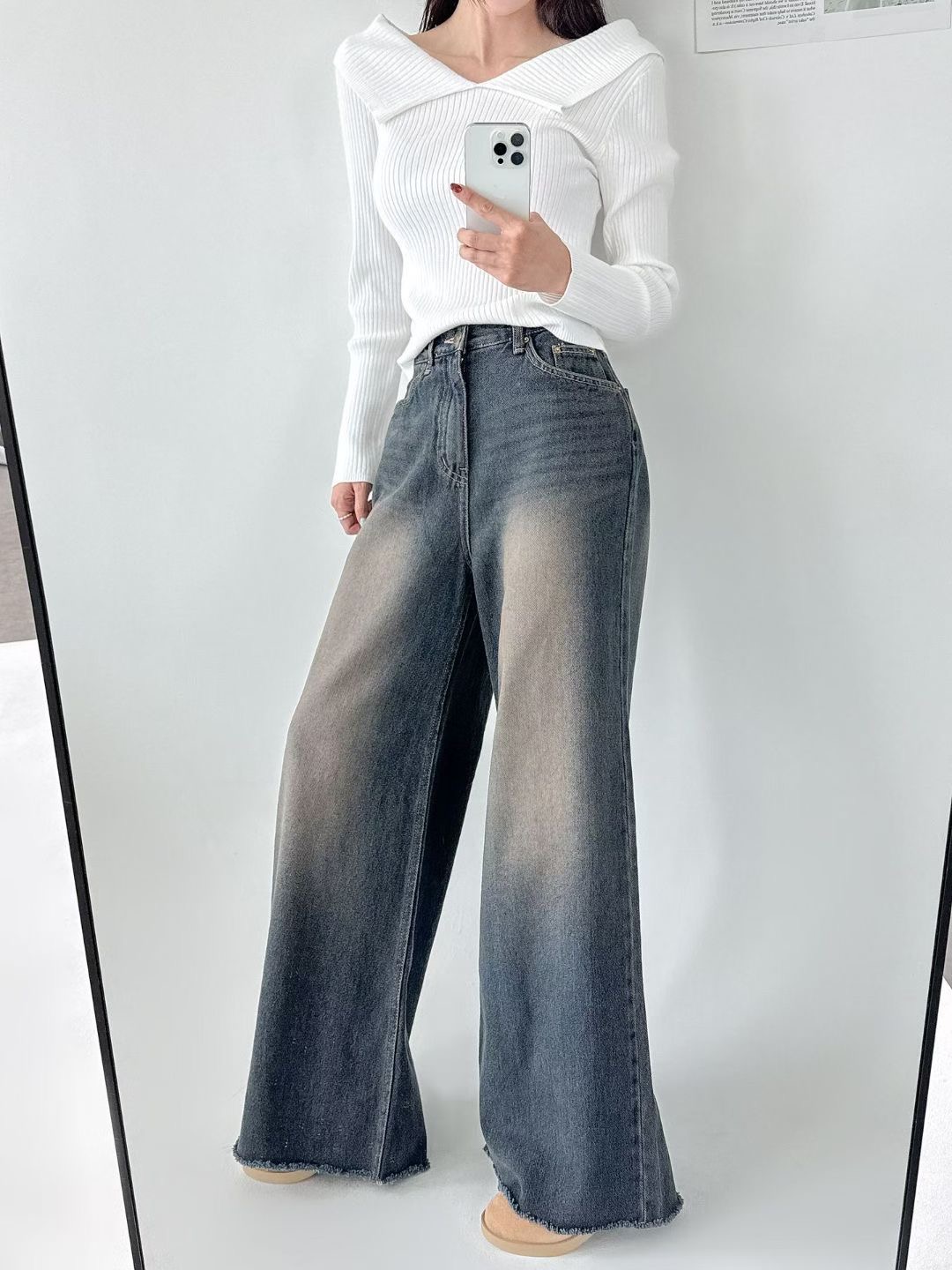 DOUBLEM韓國直郵㊣女裝新款人氣推薦職業熱賣休閑時尚牛仔褲DOUBLEM牛仔褲