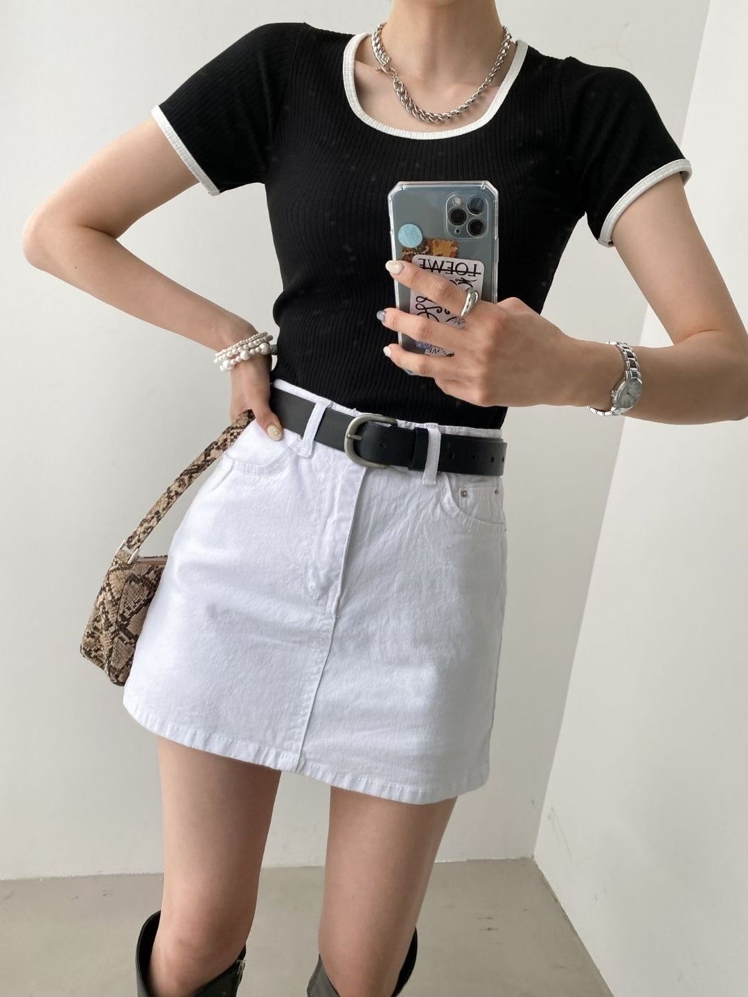 DOUBLEM東大門㊣代購女裝新款休閑推薦25秋冬熱賣短裙不含腰帶DOUBLEM短裙圖色2