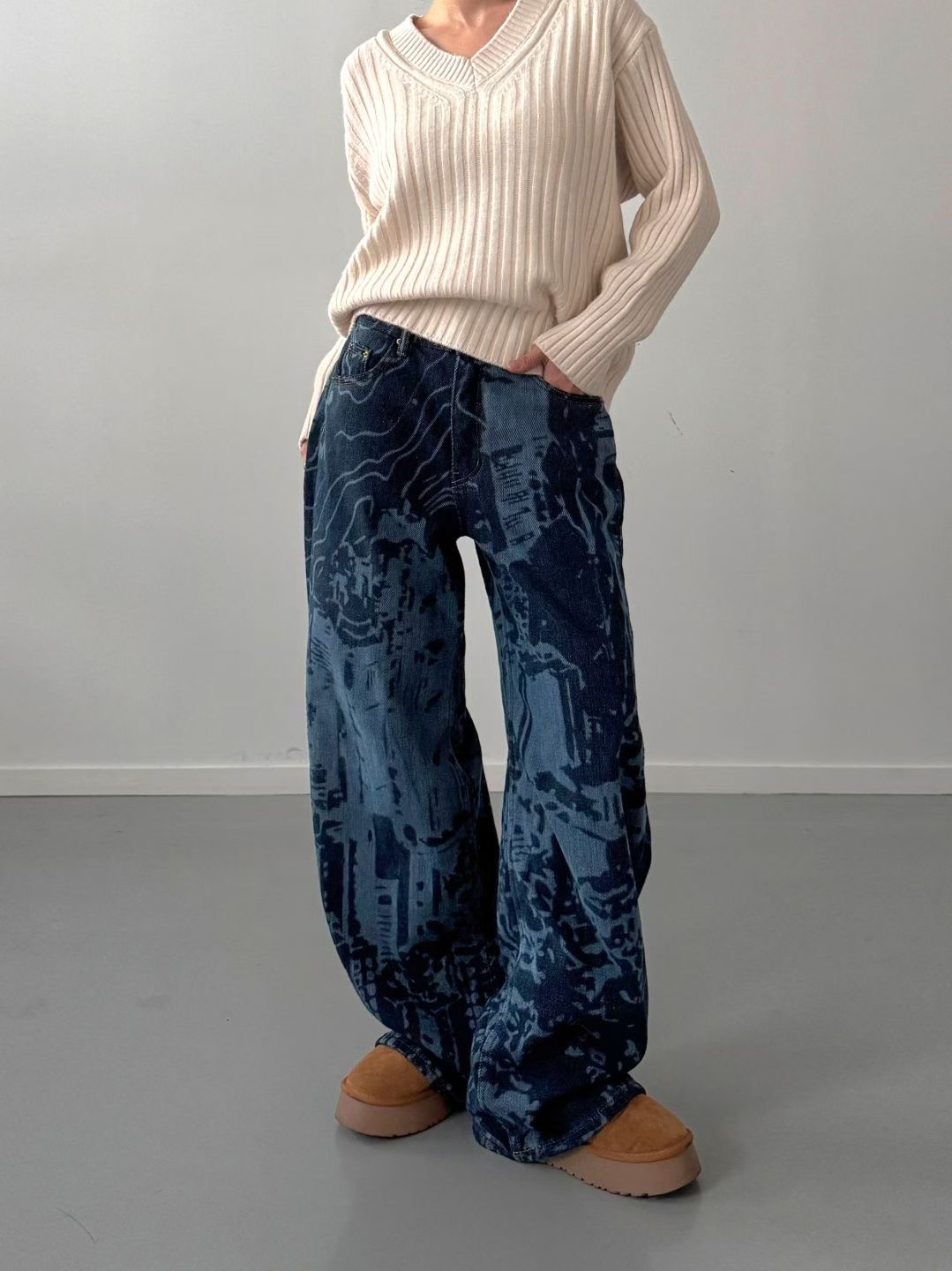 DOUBLEM東大門㊣直郵女裝新品人氣25秋冬真品休閑推薦牛仔褲DOUBLEM牛仔褲圖色1