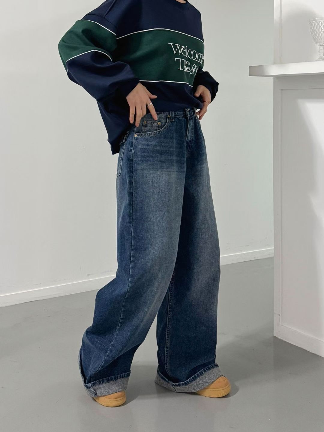 DOUBLEM韓國直郵㊣女士新品熱賣人氣真品推薦休閑時尚牛仔褲DOUBLEM牛仔褲