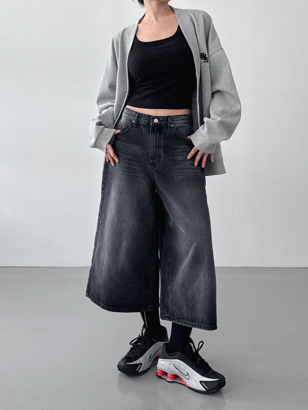 DOUBLEM韓國代購㊣女裝新款真品人氣休閑熱賣時尚職業牛仔褲DOUBLEM牛仔褲圖色1