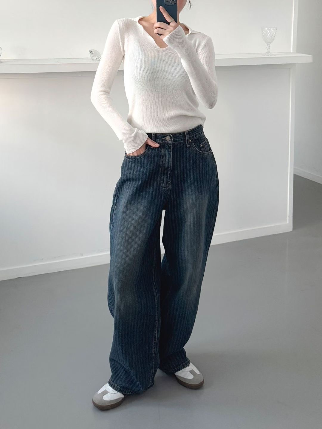 DOUBLEM東大門㊣代購女裝新品職業熱賣25秋冬真品休閑牛仔褲DOUBLEM牛仔褲