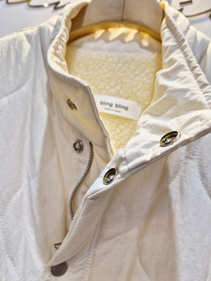 RICO韓國代購㊣女士新款真品推薦職業短款棉服毛皮填充絎縫bling bling/RICO短款棉服