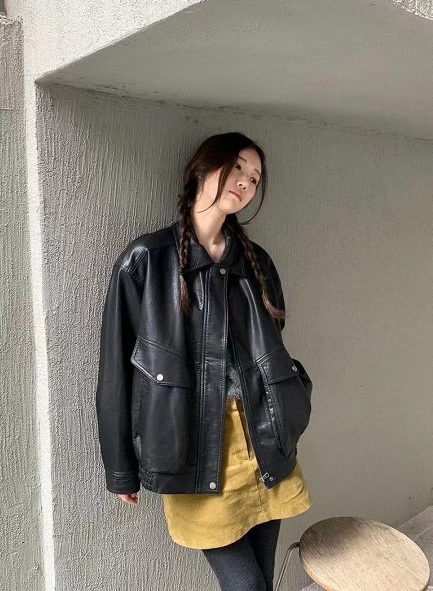 MELMEONT東大門㊣實拍女裝新款推薦休閑熱賣真品25秋冬皮衣MELMEONT皮衣