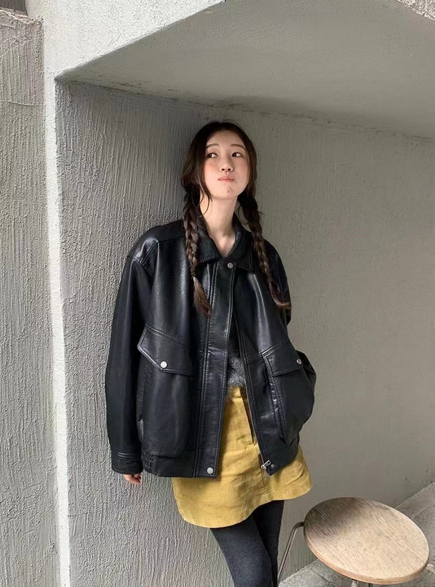 MELMEONT東大門㊣實拍女裝新款推薦休閑熱賣真品25秋冬皮衣MELMEONT皮衣