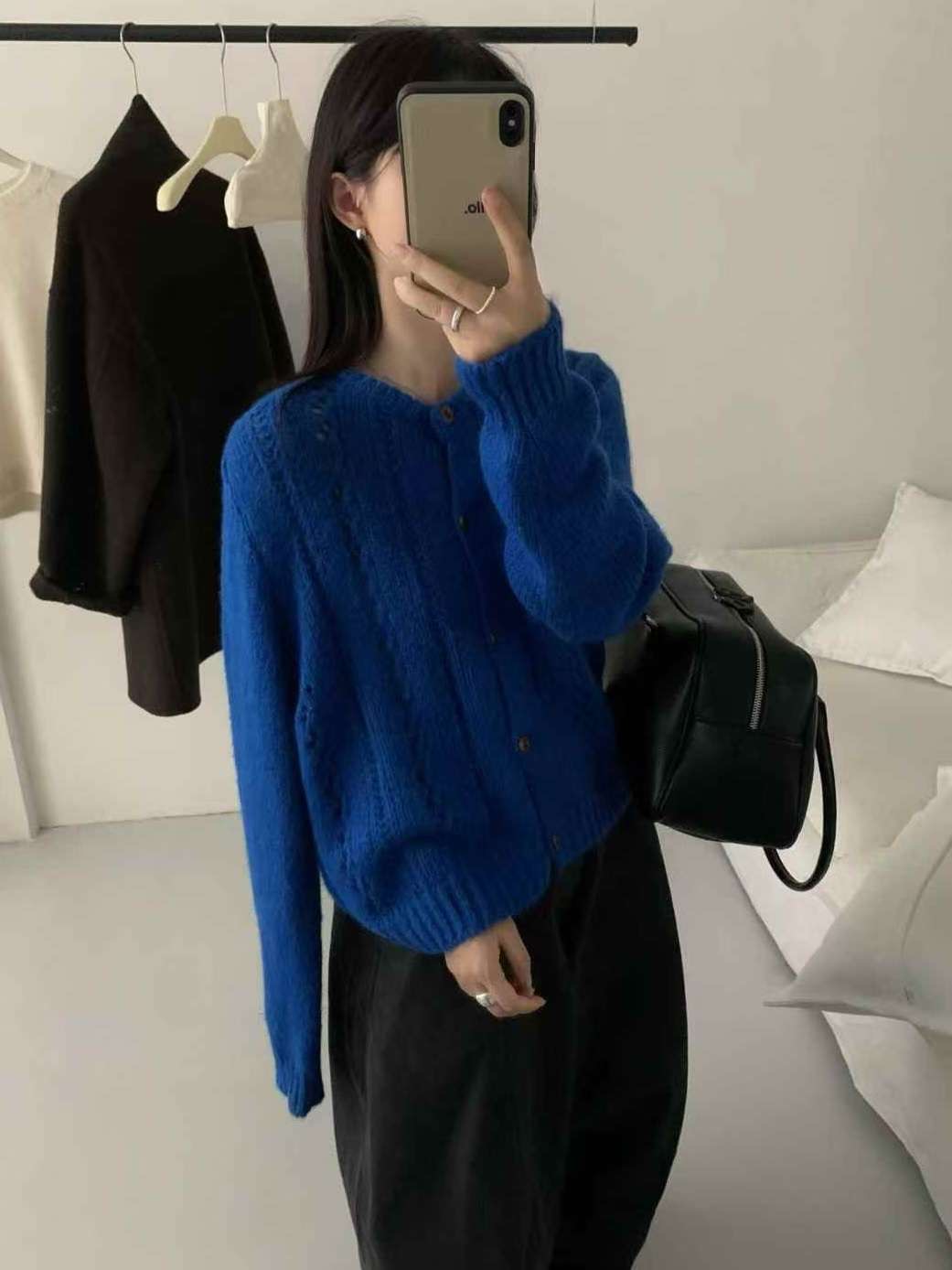 Y.BUTTERFIY東大門㊣代購女裝新款時尚25秋冬毛衣圍巾開衫Y.BUTTERFIY毛衣圖色3