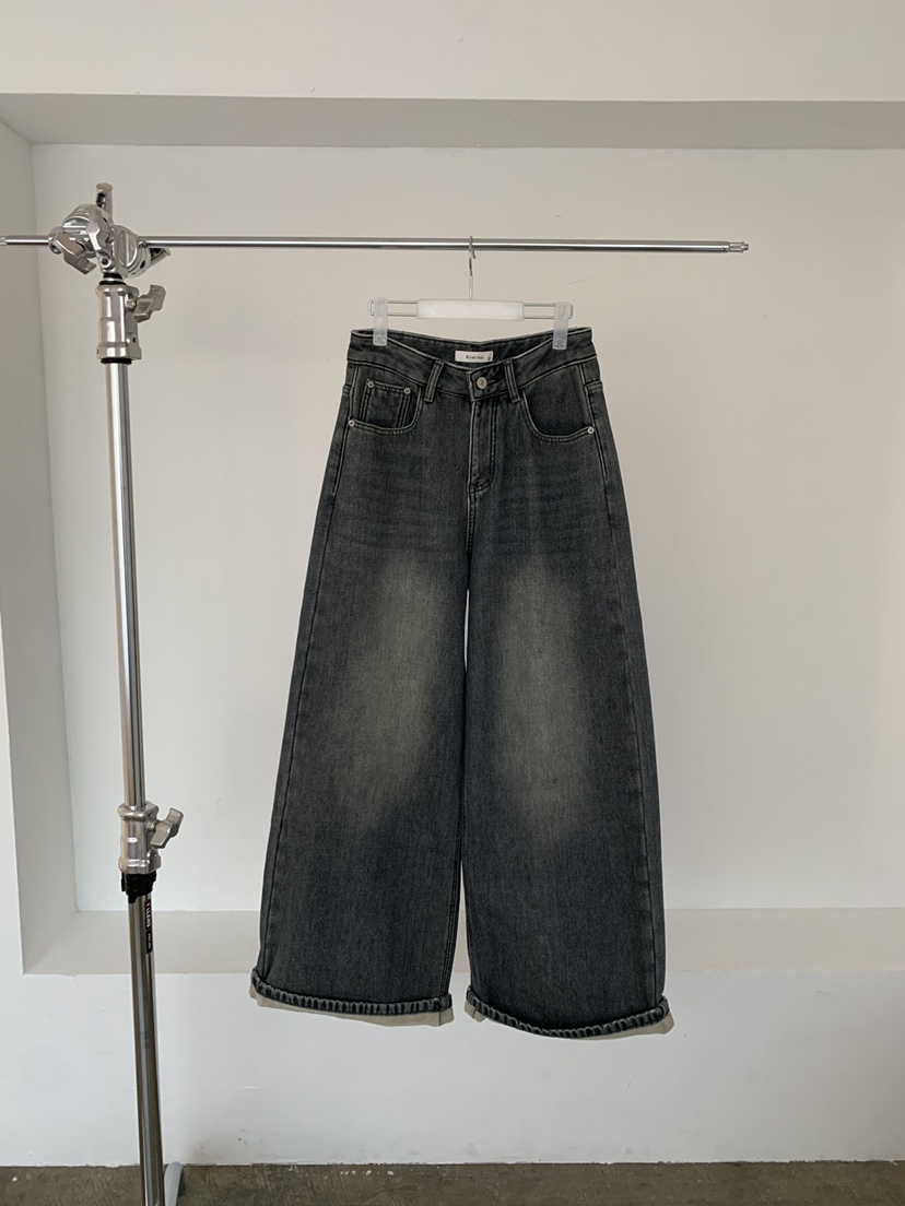 RIVER RAIN東大門㊣實拍女士新品熱賣時尚休閑25秋冬牛仔褲復古RIVER RAIN牛仔褲圖色1