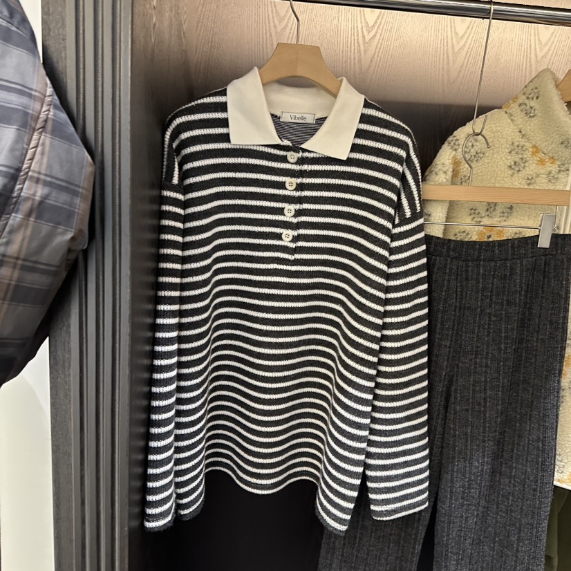 VIBELLE韓國直郵㊣女士新款25秋冬推薦休閑時尚熱賣人氣針織衫VIBELLE針織衫圖色2
