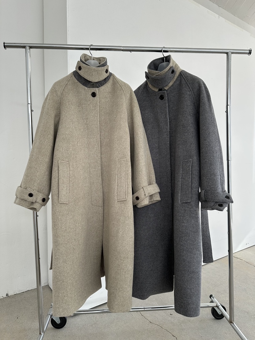 MAINT東大門㊣代購女士新款推薦25秋冬中長款大衣羊駝毛含腰帶MAINT中長款大衣