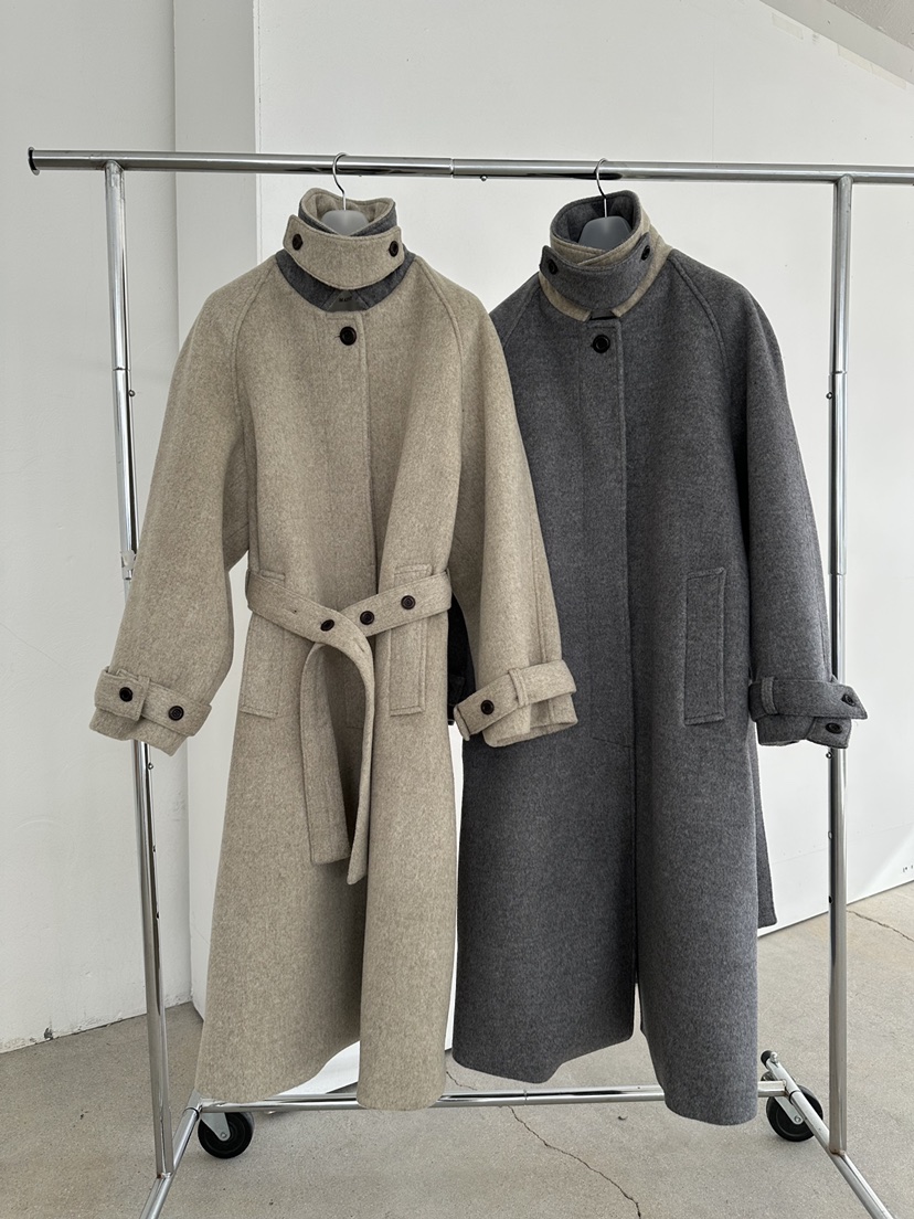 MAINT東大門㊣代購女士新款推薦25秋冬中長款大衣羊駝毛含腰帶MAINT中長款大衣