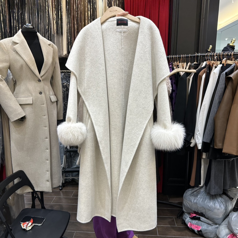 HERISH-HAUTE東大門㊣實拍女士新款時尚推薦25秋冬中長款大衣HERISH-HAUTE中長款大衣圖色2灰色