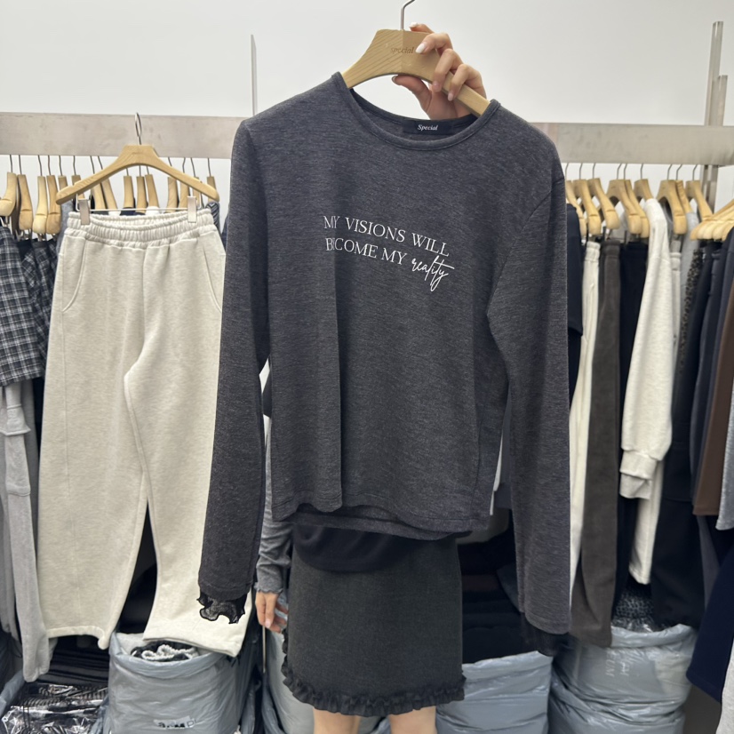 SPECIAL韓國代購㊣女士新款休閑時尚熱賣25秋冬職業長袖T恤SPECIAL長袖T恤圖色1墨色