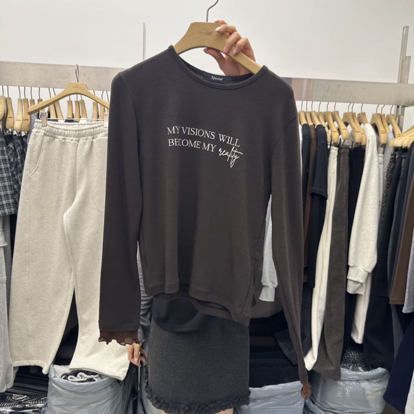 SPECIAL韓國代購㊣女士新款休閑時尚熱賣25秋冬職業長袖T恤SPECIAL長袖T恤圖色4棕色