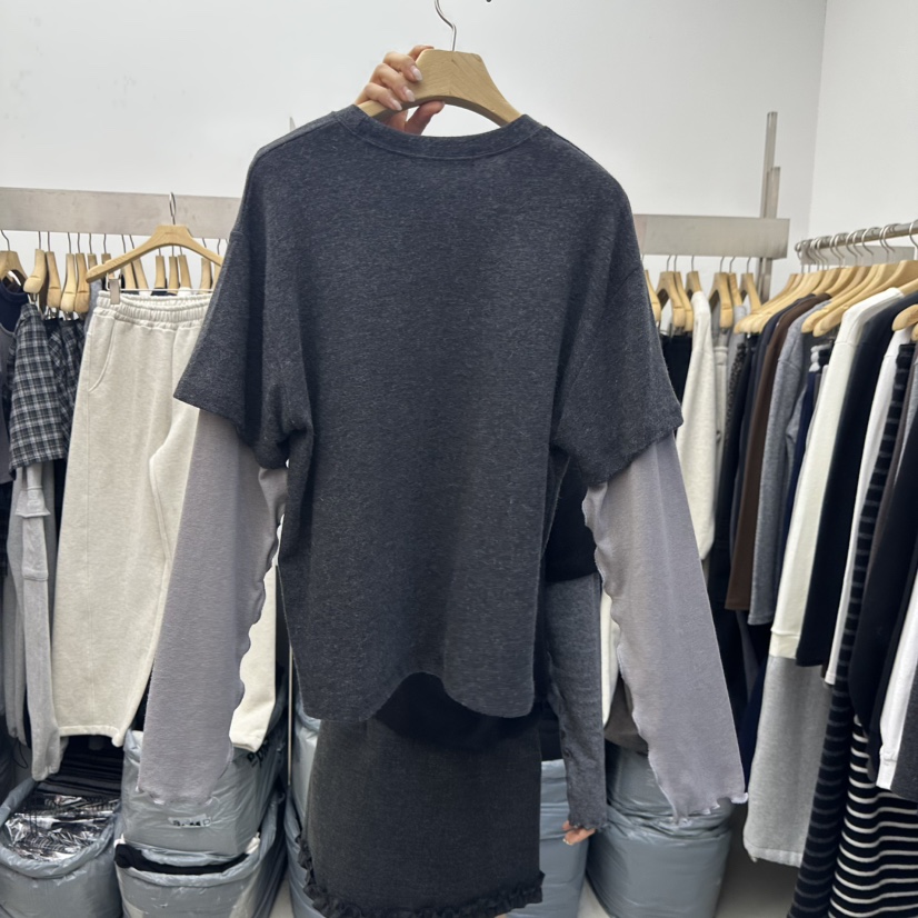 SPECIAL韓國代購㊣女士新款時尚熱賣人氣職業長袖T恤假兩件SPECIAL長袖T恤