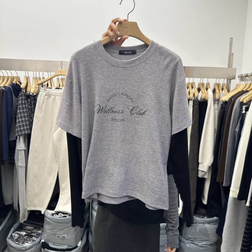 SPECIAL韓國代購㊣女士新款時尚熱賣人氣職業長袖T恤假兩件SPECIAL長袖T恤圖色3