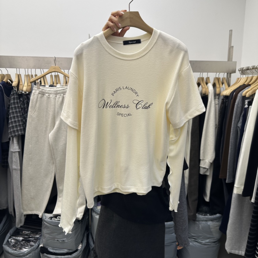 SPECIAL韓國代購㊣女士新款時尚熱賣人氣職業長袖T恤假兩件SPECIAL長袖T恤圖色5