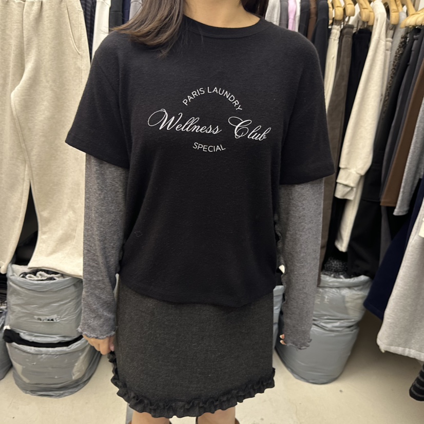 SPECIAL韓國代購㊣女士新款時尚熱賣人氣職業長袖T恤假兩件SPECIAL長袖T恤圖色6黑色