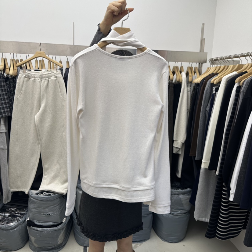 SPECIAL東大門㊣實拍女士新款推薦熱賣時尚長袖T恤含脖帶圍巾SPECIAL長袖T恤