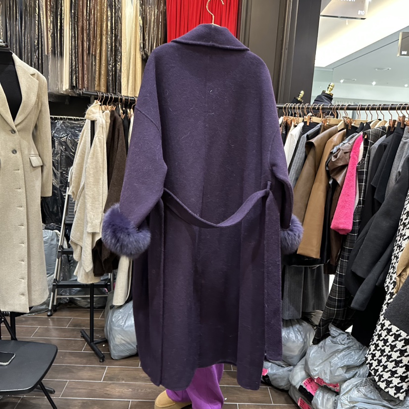 HERISH-HAUTE韓國代購㊣女士新品休閑推薦中長款大衣披肩狐貍HERISH-HAUTE中長款大衣