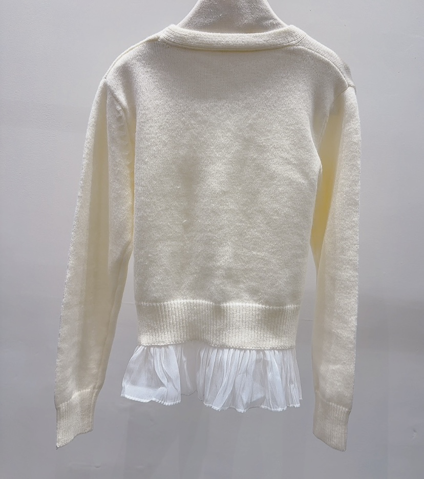 AWESOME-P韓國直郵㊣女士新品職業25秋冬針織衫荷葉邊開衫AWESOME-P針織衫