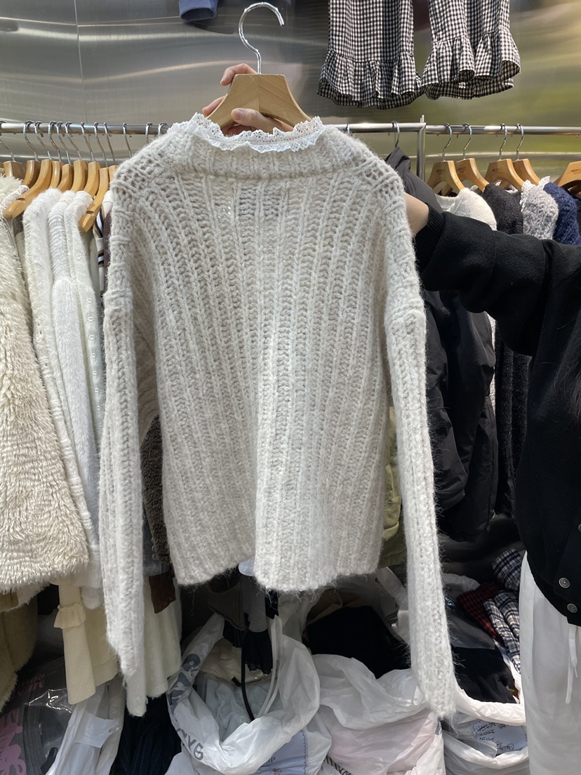 MENDL S東大門㊣實拍女士新品職業推薦時尚休閑針織衫蕾絲MENDL S針織衫