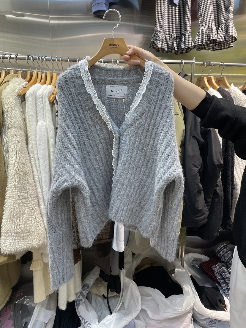 MENDL S東大門㊣實拍女士新品職業推薦時尚休閑針織衫蕾絲MENDL S針織衫圖色2