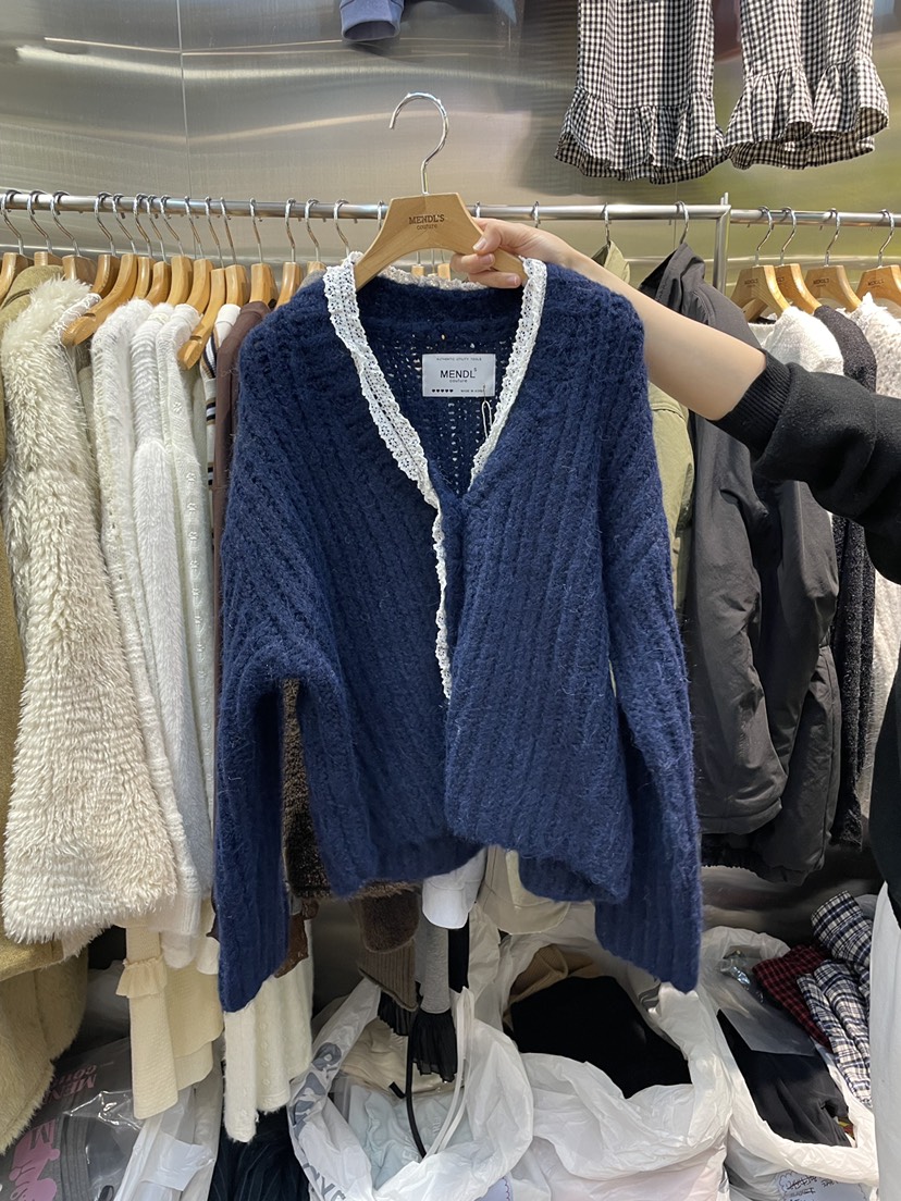 MENDL S東大門㊣實拍女士新品職業推薦時尚休閑針織衫蕾絲MENDL S針織衫圖色3