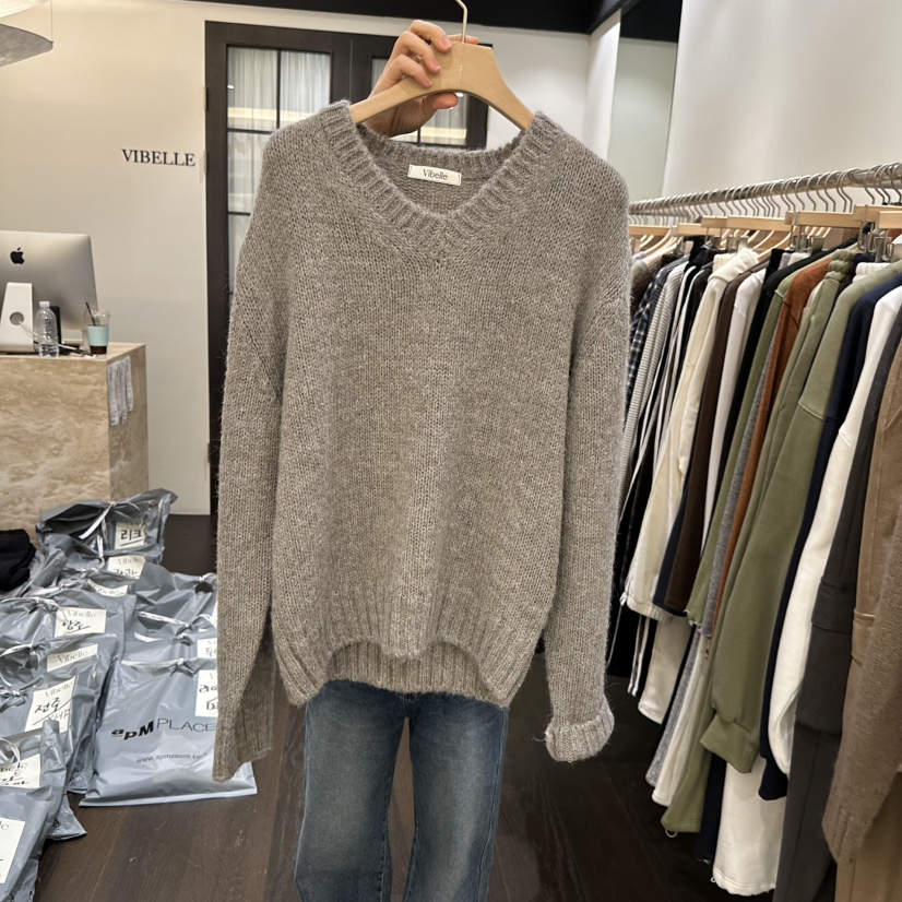 VIBELLE東大門㊣直郵女裝新款時尚休閑職業推薦針織衫不含腰帶VIBELLE針織衫圖色1