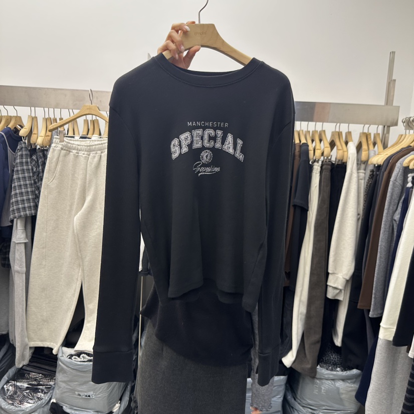 SPECIAL韓國代購㊣女士新品25秋冬休閑職業熱賣時尚長袖T恤SPECIAL長袖T恤圖色7黑色