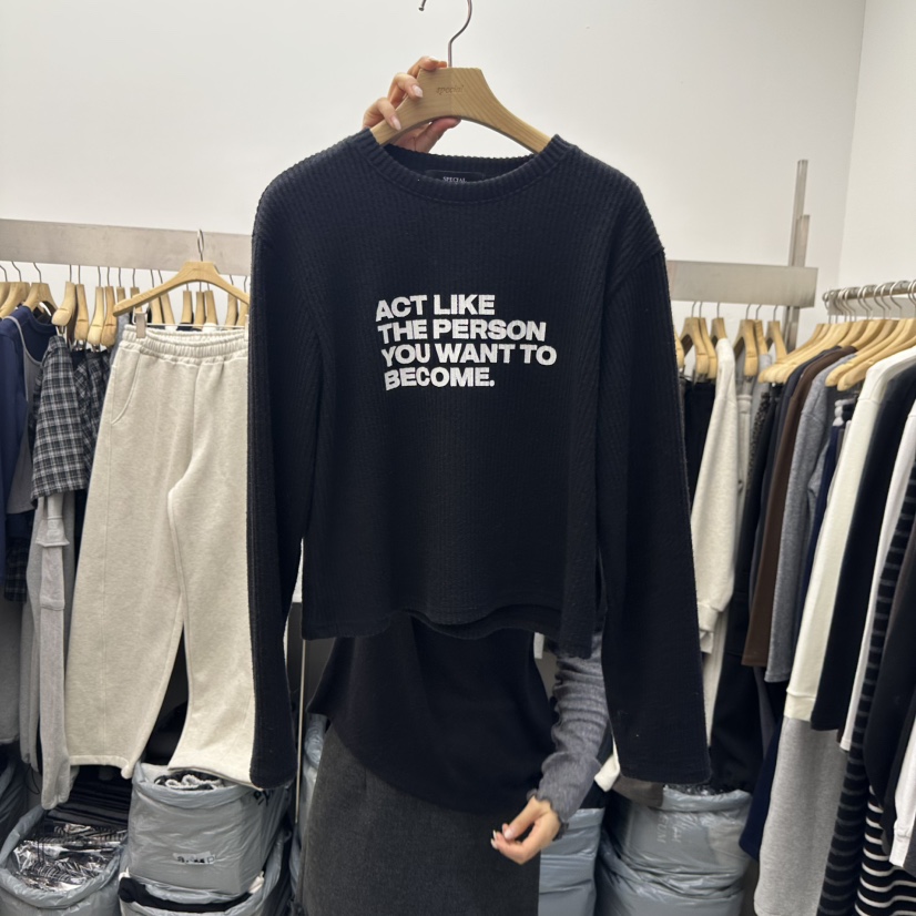 SPECIAL東大門㊣直郵女士新款休閑推薦熱賣人氣25秋冬長袖T恤SPECIAL長袖T恤圖色3黑色