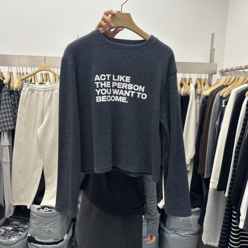 SPECIAL東大門㊣直郵女士新款休閑推薦熱賣人氣25秋冬長袖T恤SPECIAL長袖T恤圖色4墨色