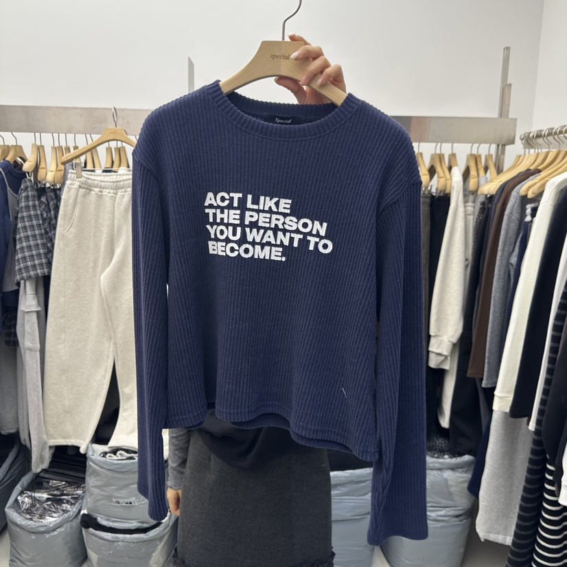 SPECIAL東大門㊣直郵女士新款休閑推薦熱賣人氣25秋冬長袖T恤SPECIAL長袖T恤圖色6深藍色