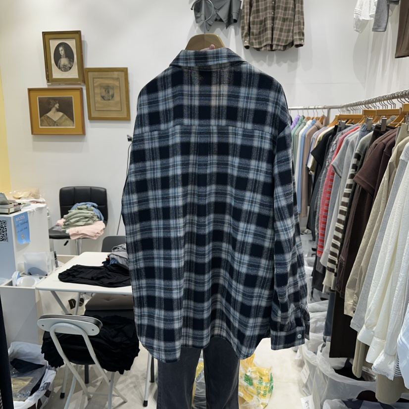 MODS-Q東大門㊣代購女士新款推薦25秋冬時尚襯衫蕾絲衫格子MODS-Q襯衫/蕾絲衫