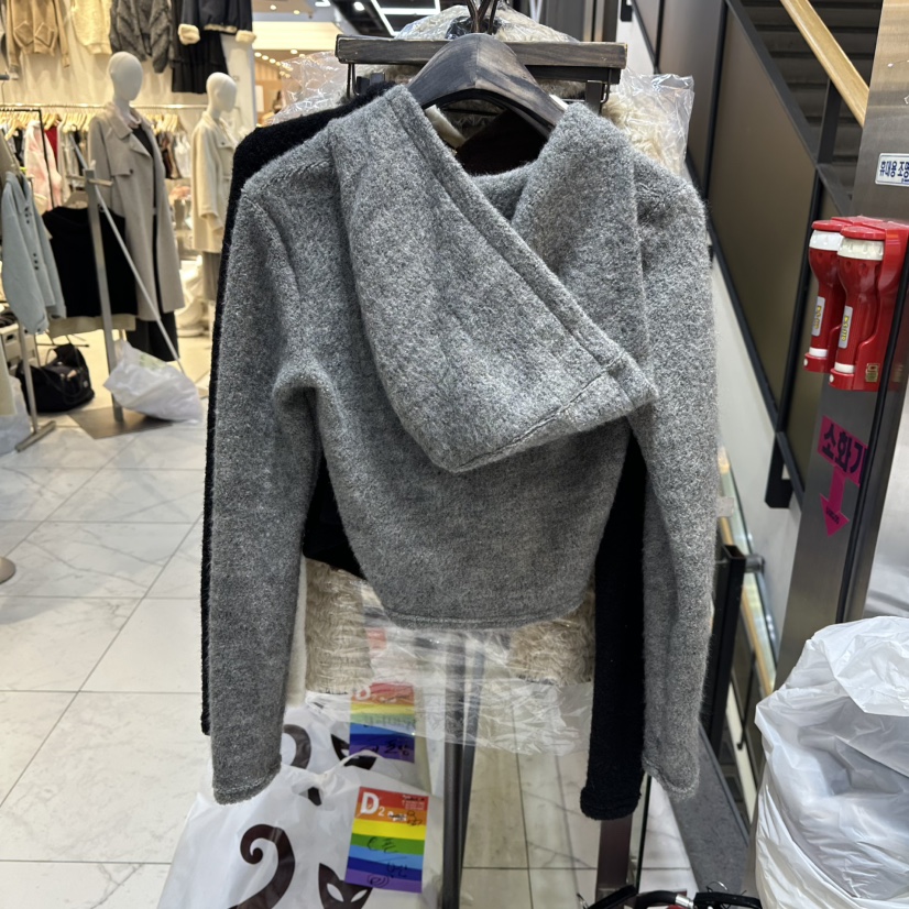 A2/D2東大門㊣代購女裝新款25秋冬時尚職業針織衫拉鏈連帽A2/D2針織衫