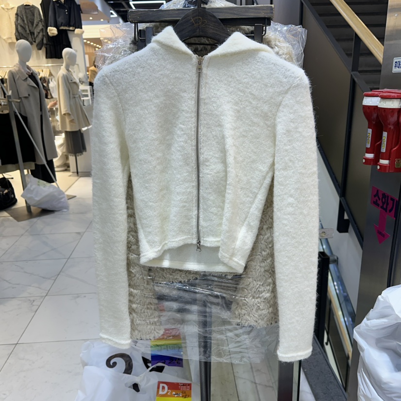 A2/D2東大門㊣代購女裝新款25秋冬時尚職業針織衫拉鏈連帽A2/D2針織衫圖色1