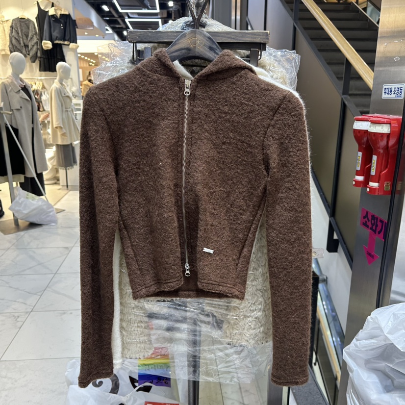 A2/D2東大門㊣代購女裝新款25秋冬時尚職業針織衫拉鏈連帽A2/D2針織衫圖色2