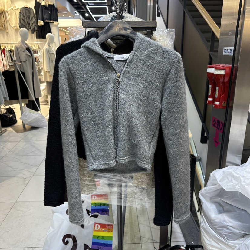 A2/D2東大門㊣代購女裝新款25秋冬時尚職業針織衫拉鏈連帽A2/D2針織衫圖色3