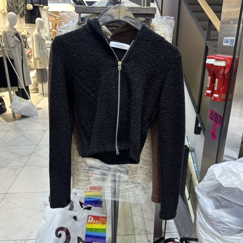 A2/D2東大門㊣代購女裝新款25秋冬時尚職業針織衫拉鏈連帽A2/D2針織衫圖色4