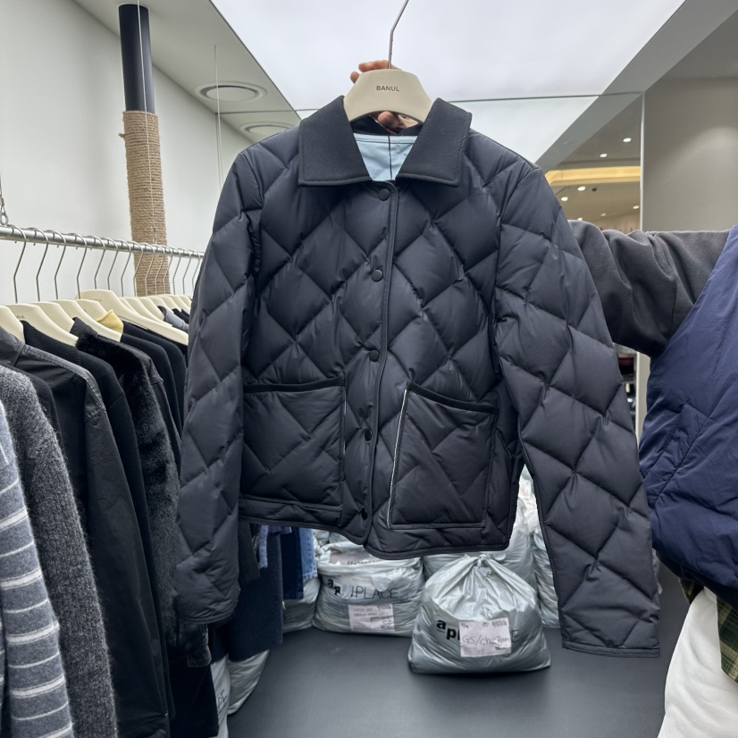 BANUL東大門㊣實拍女裝新品25秋冬時尚熱賣短款羽絨服絎縫鵝絨BANUL短款羽絨服圖色2