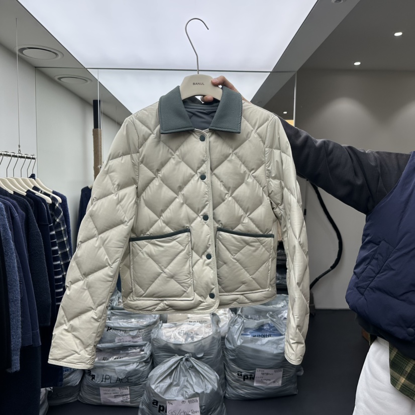 BANUL東大門㊣實拍女裝新品25秋冬時尚熱賣短款羽絨服絎縫鵝絨BANUL短款羽絨服圖色3