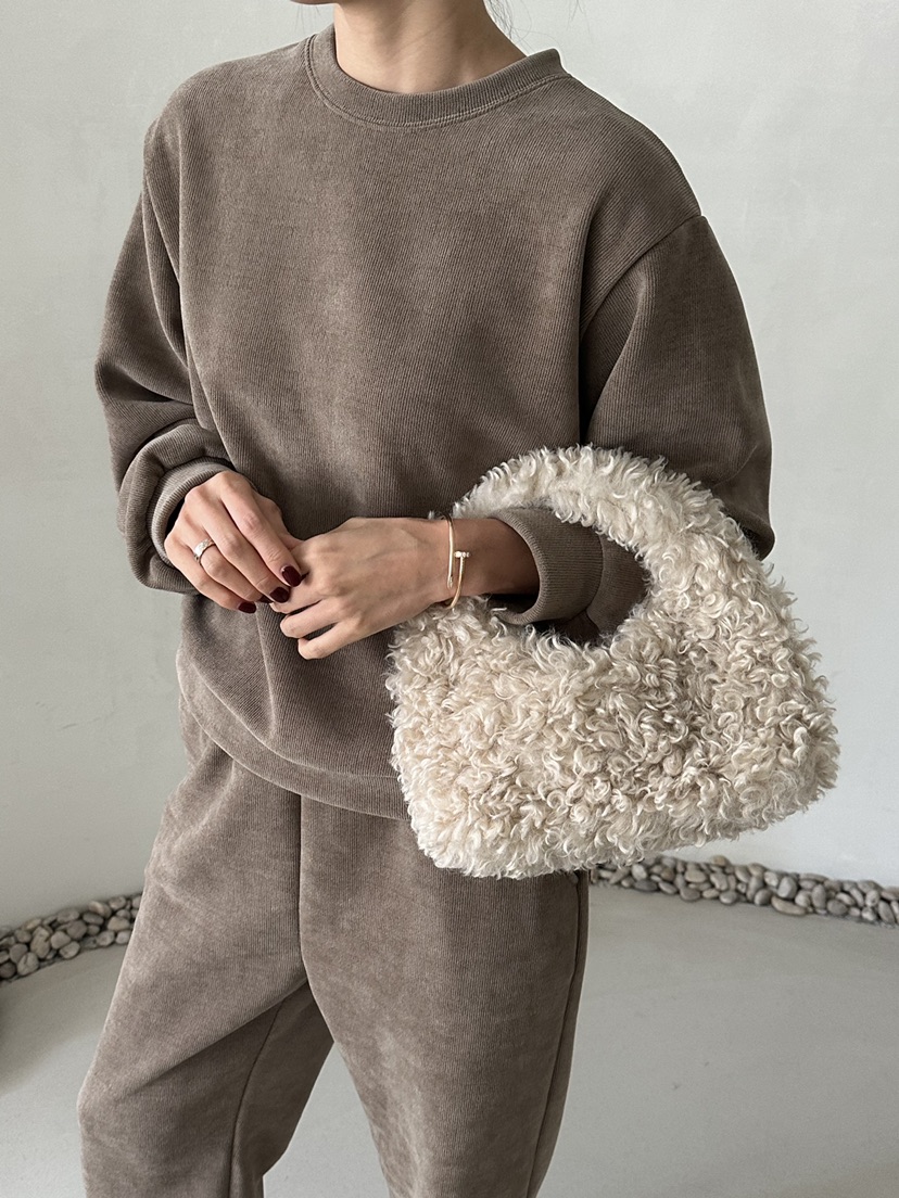 DEMAR韓國代購㊣女裝新品推薦25秋冬手拿包腋下包迷你包羊毛DEMAR手拿包/腋下包