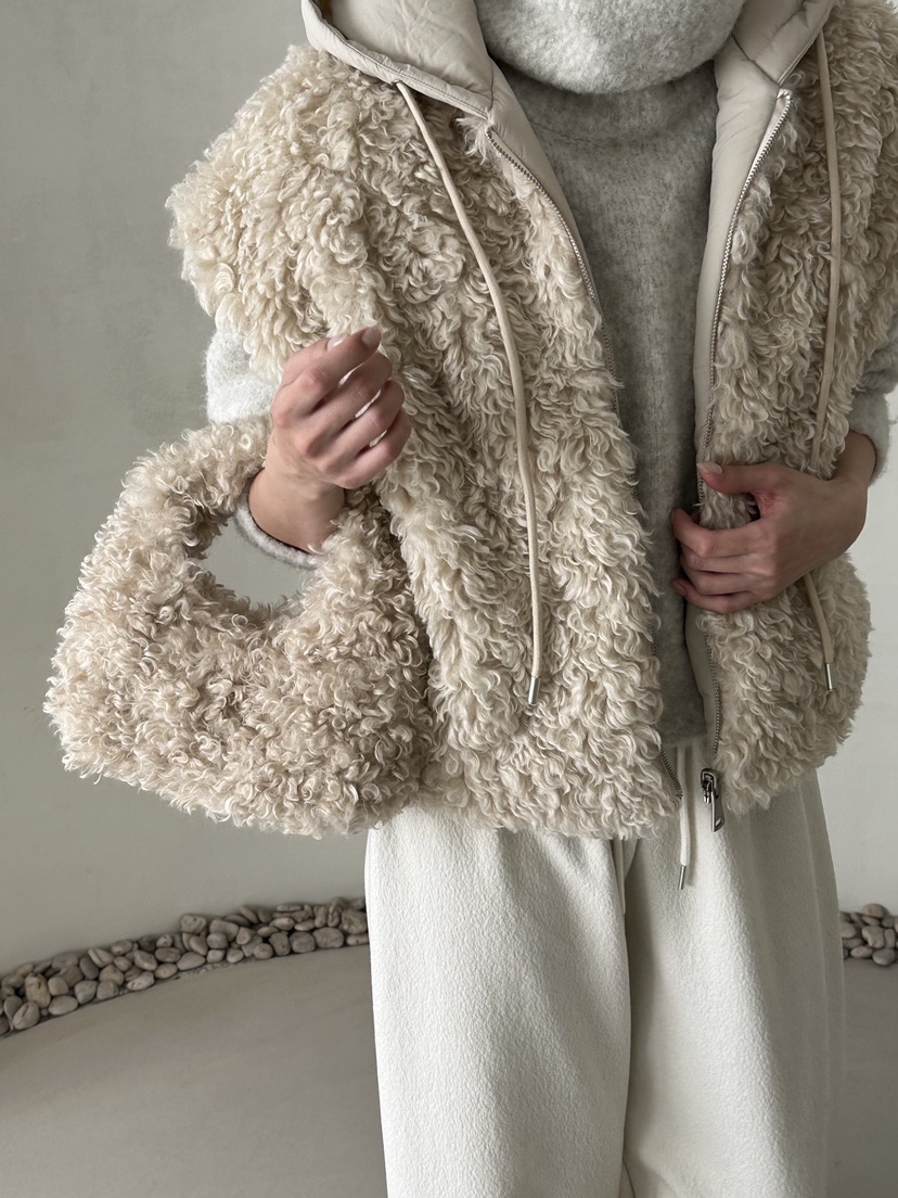 DEMAR韓國代購㊣女裝新品推薦25秋冬手拿包腋下包迷你包羊毛DEMAR手拿包/腋下包