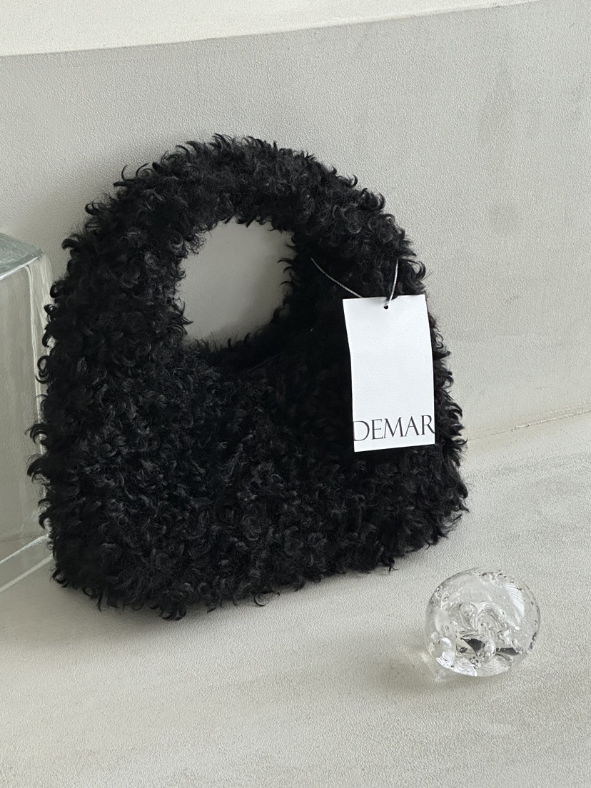 DEMAR韓國代購㊣女裝新品推薦25秋冬手拿包腋下包迷你包羊毛DEMAR手拿包/腋下包圖色2