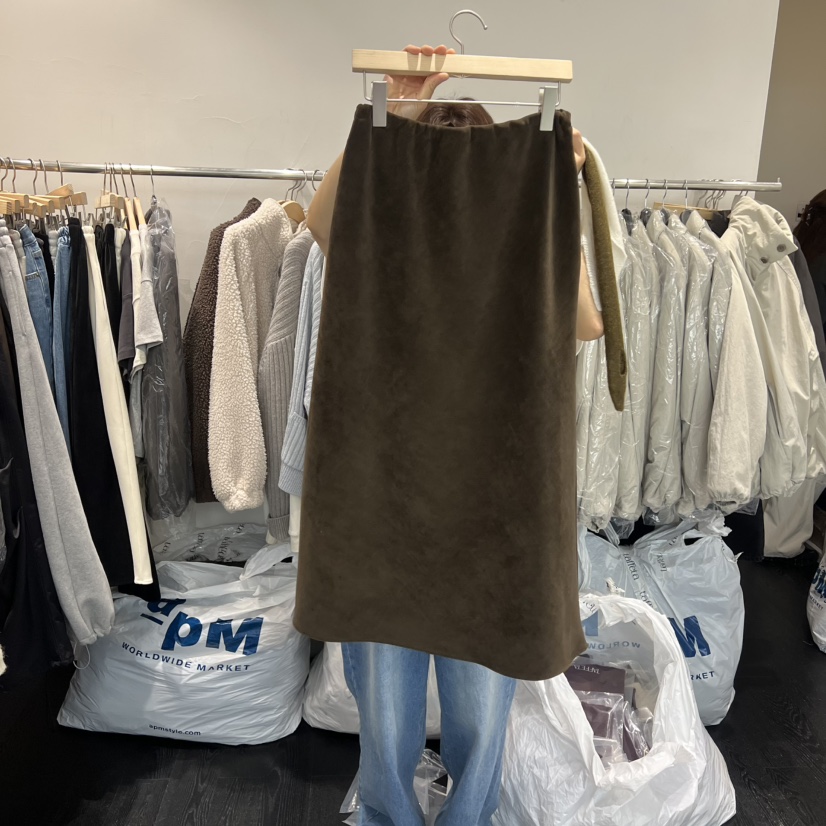 TAFFETA韓國直郵㊣女裝新品25秋冬人氣推薦半身裙中短裙麂皮TAFFETA半身裙/中短裙