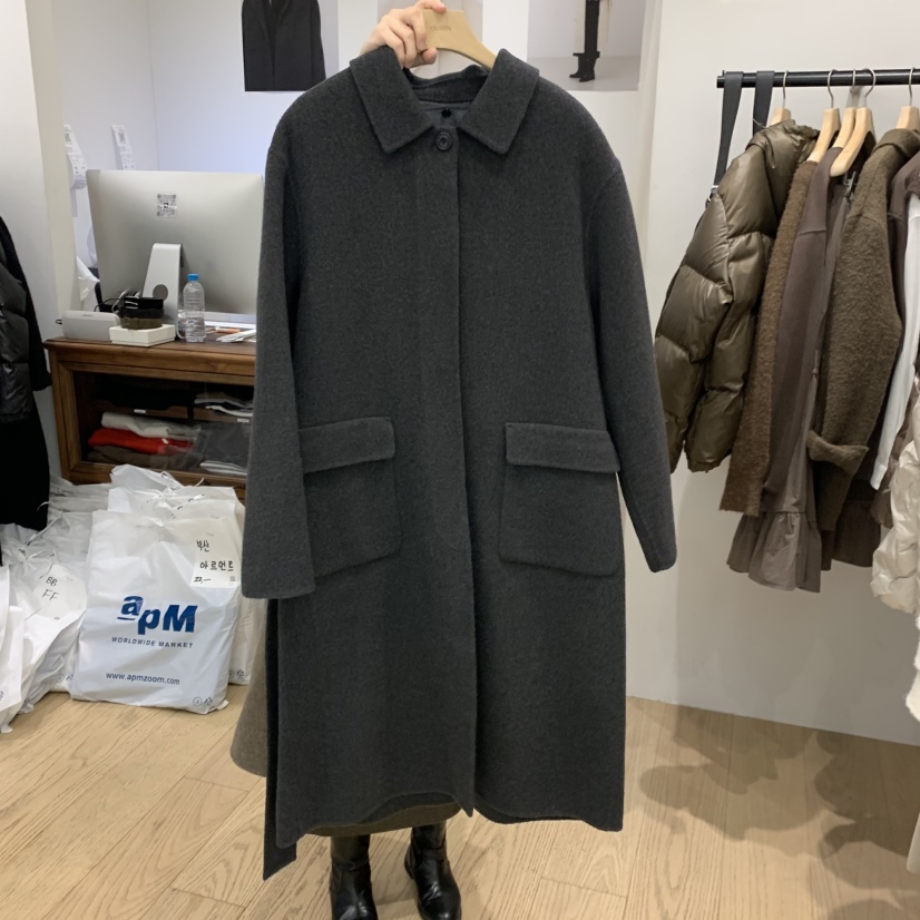 OURIN東大門㊣直郵女裝新款休閑人氣熱賣中長款大衣可拆卸口袋OURIN中長款大衣圖色1